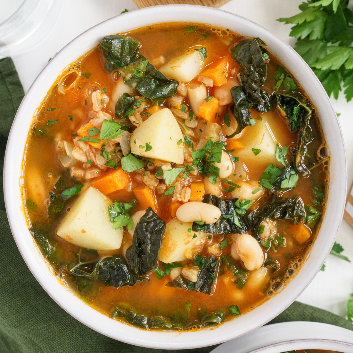Quick Tuscan Farro Soup With Beans And Kale-image