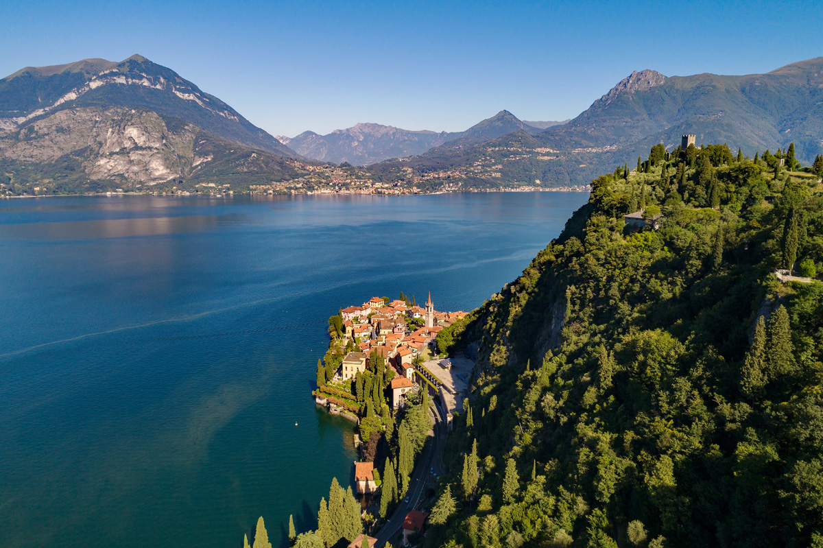 Aerial view of Varenna, on Lake Como