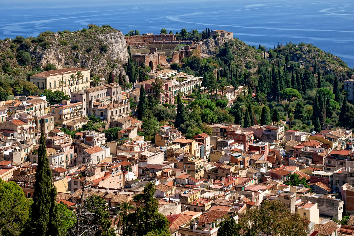 Hilltop town of Taormina in Sicily