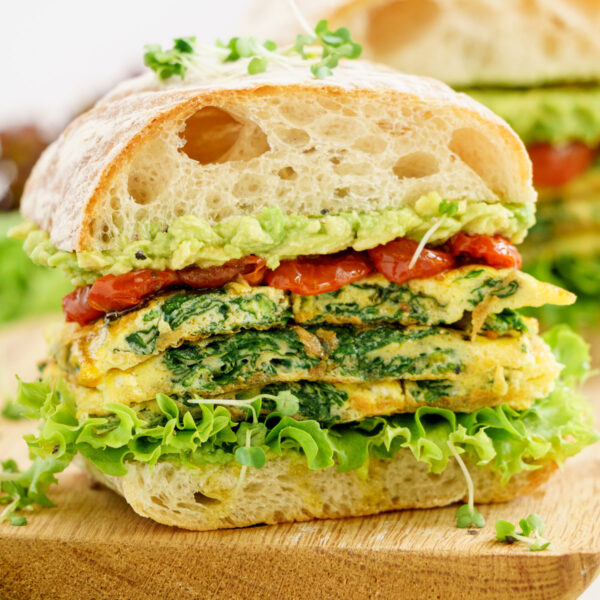 Frittata Sandwich Half Slice with all ingredients