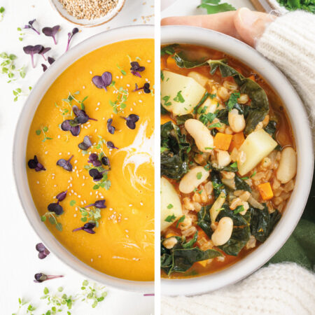 Collage of fall soup recipes