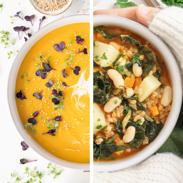 collage of fall soup recipes images