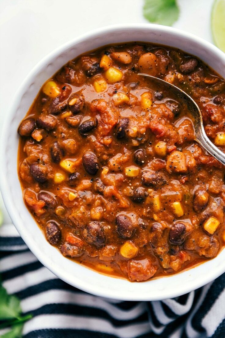 plate filled with vegetarian chili