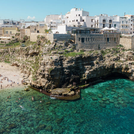 A beautiful view of the beach in Polignano A Mare