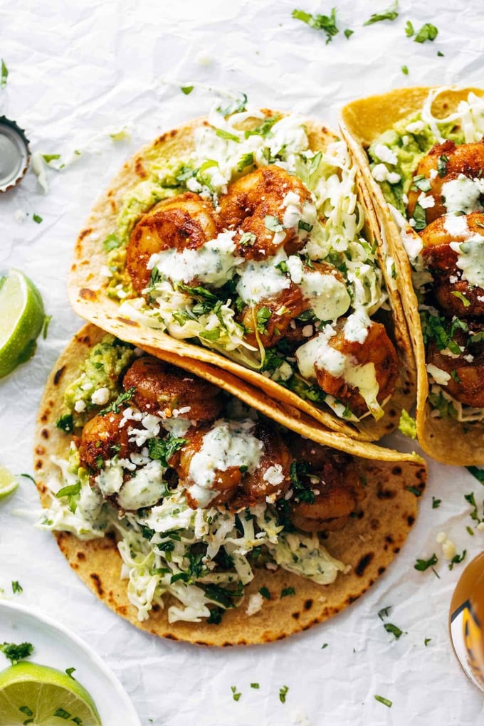 Image for Spicy Shrimp Tacos with Garlic Cilantro Lime Slaw