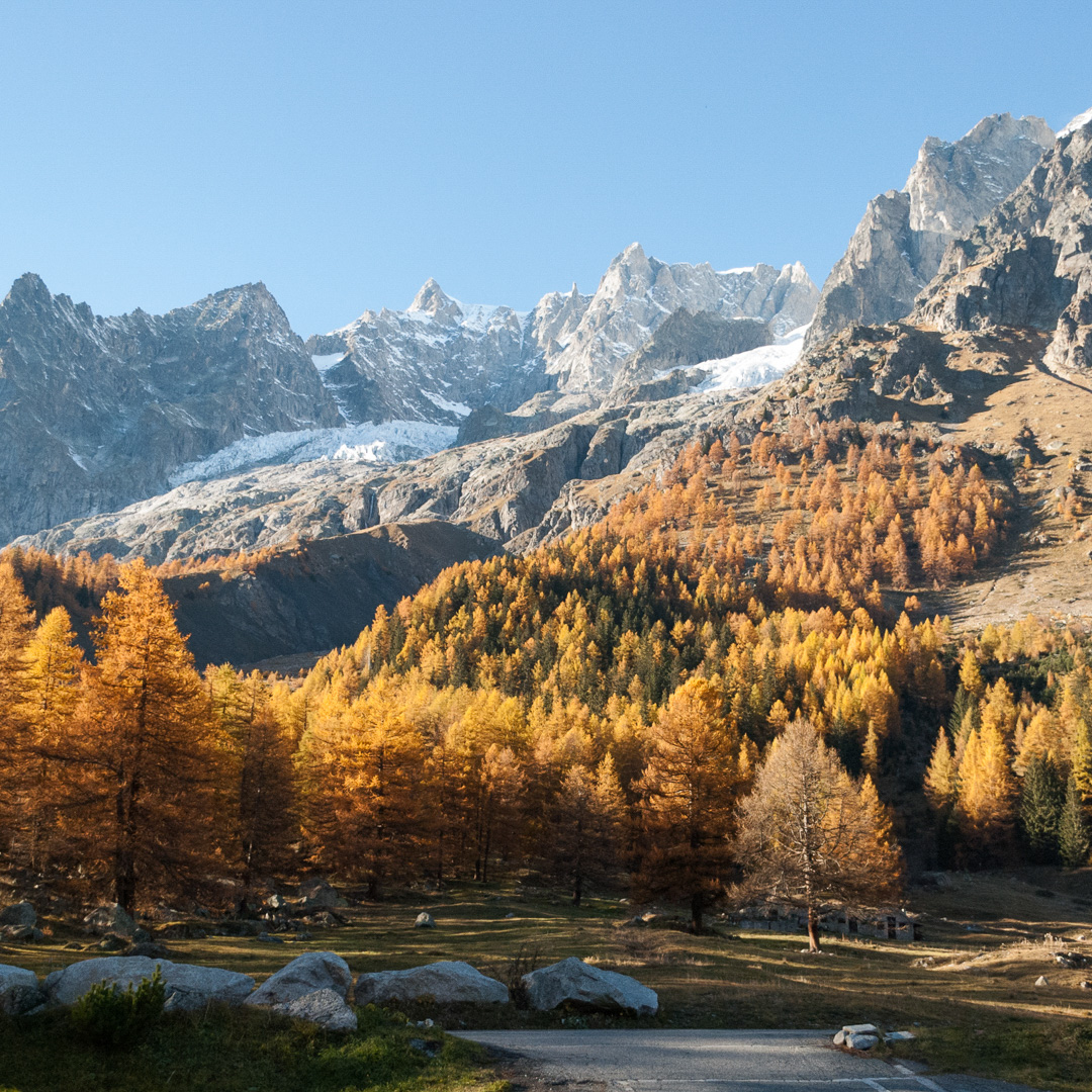 Courmayeur, a beautiful alpine resort at the foot of Mont Blanc, in the fall