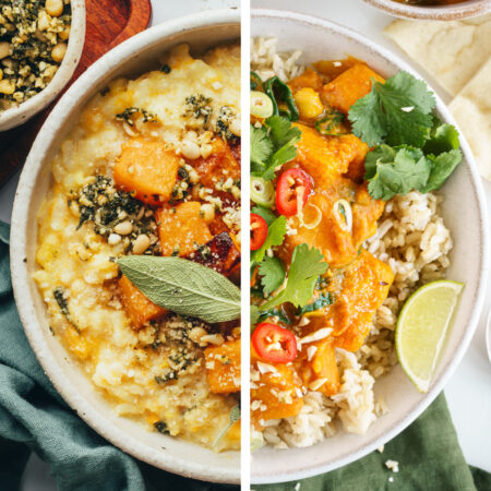 collage of vegan butternut squash recipes