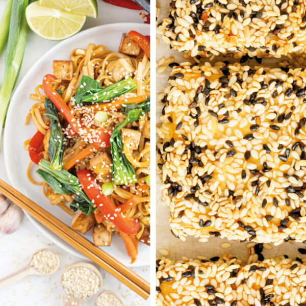 collage of high protein vegan recipes