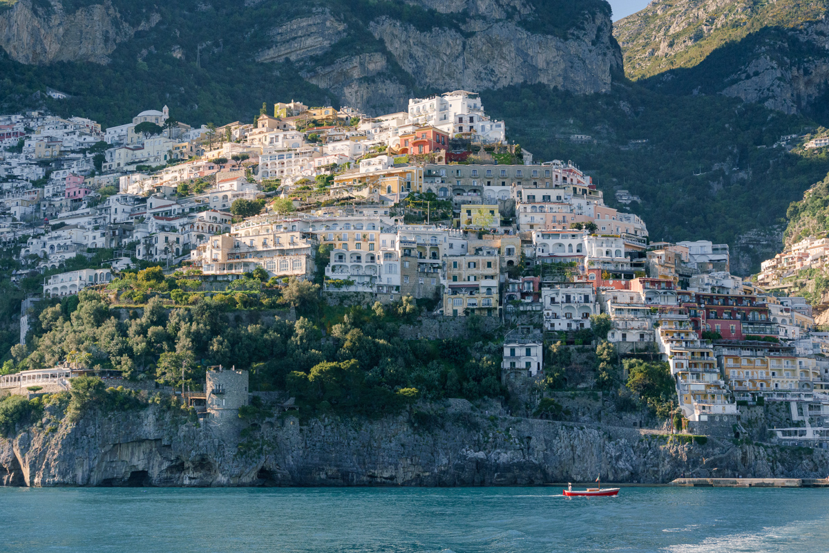 Amalfi coast from the water in Italy