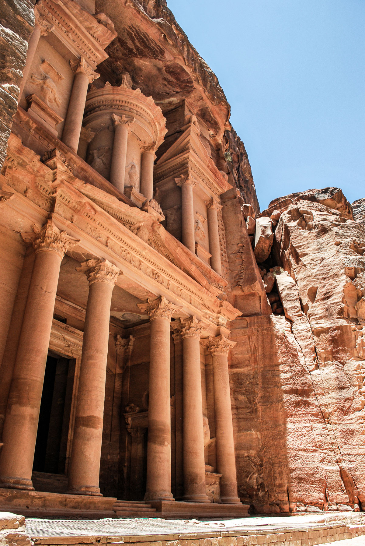 A beautiful close up of the treasury in Petra