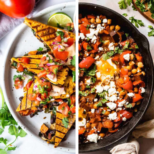 collage of high protein vegetarian recipes