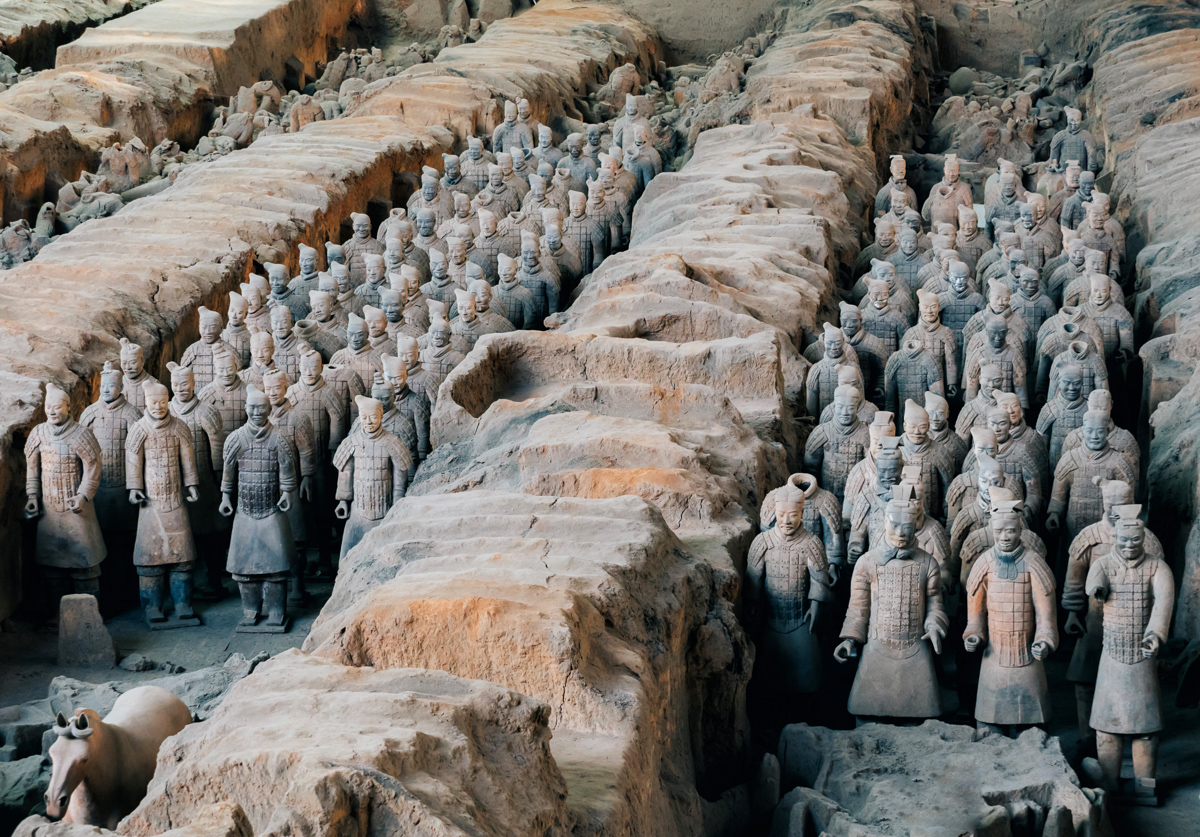 Terracotta Army of soldier sculptures group in Xian, China