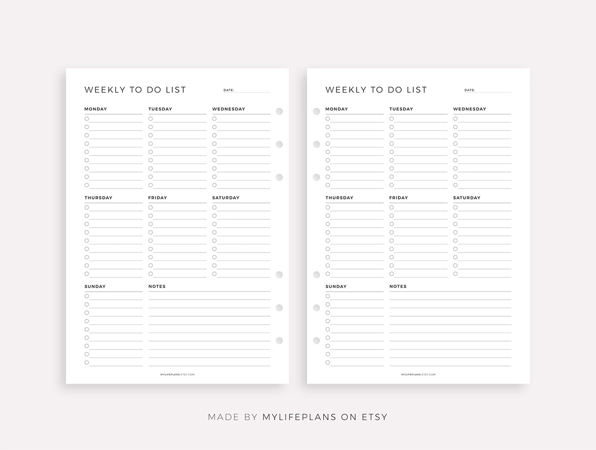Basic to do list from My Life Plans