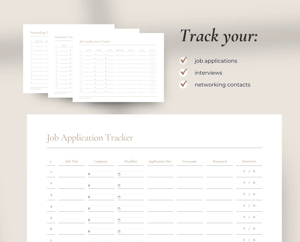 Printable job application trackers By Recruiters shop on Etsy