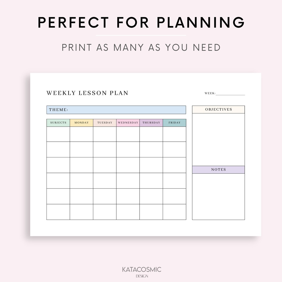 Printable lesson plans and teaching resources from KatacosmicDesign shop on Etsy