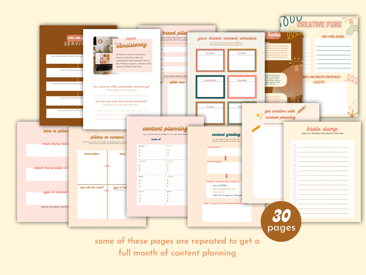 Printable Content Calendars from Brush and Barley