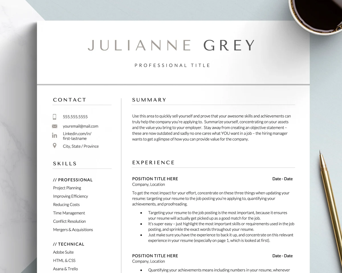 Resume templates and cover letters from Get Landed shop on etsy