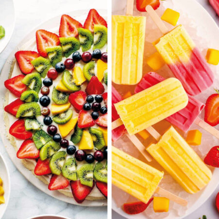 collage of healthy summer snacks