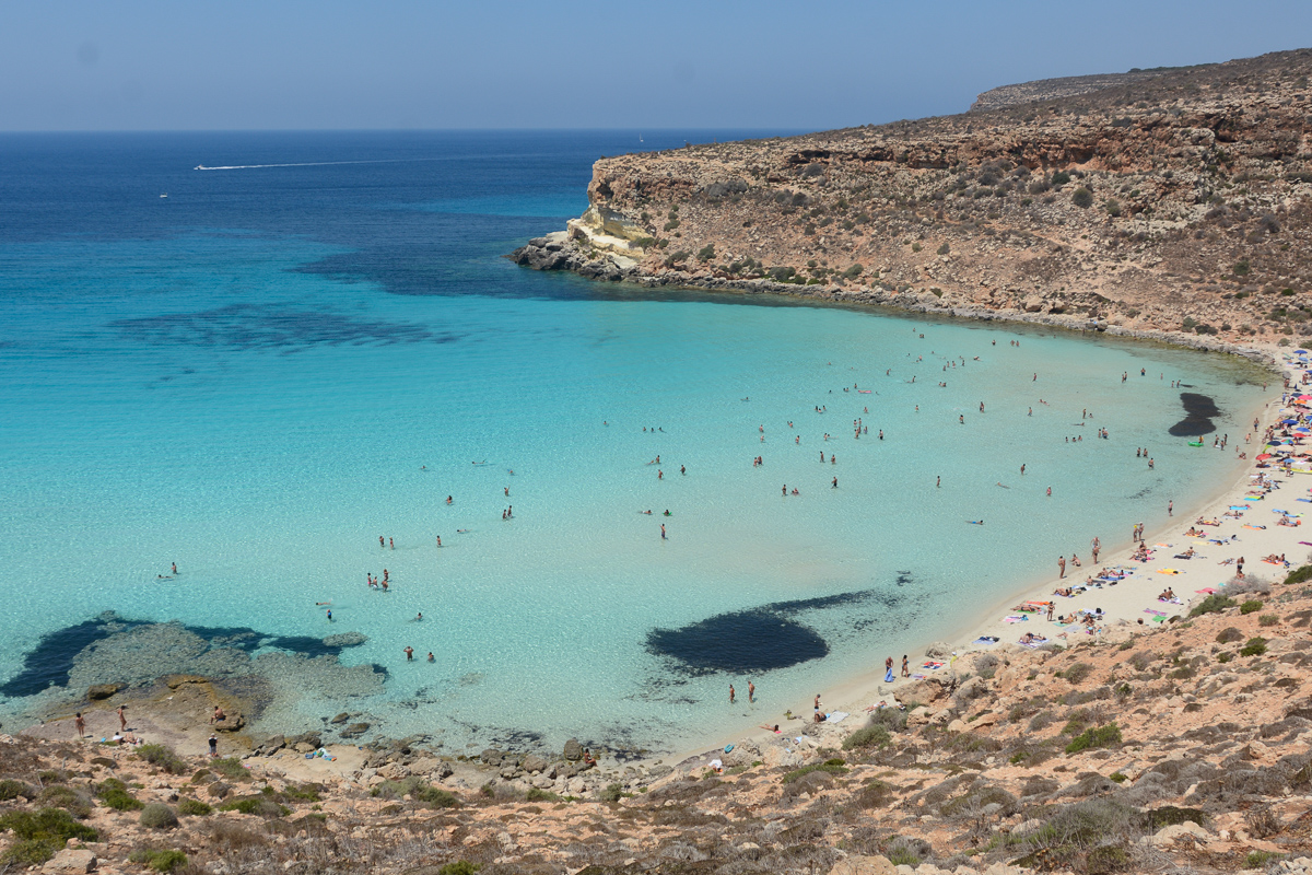 Aerial view of the incredible Rabbit Beach in Lampedusa