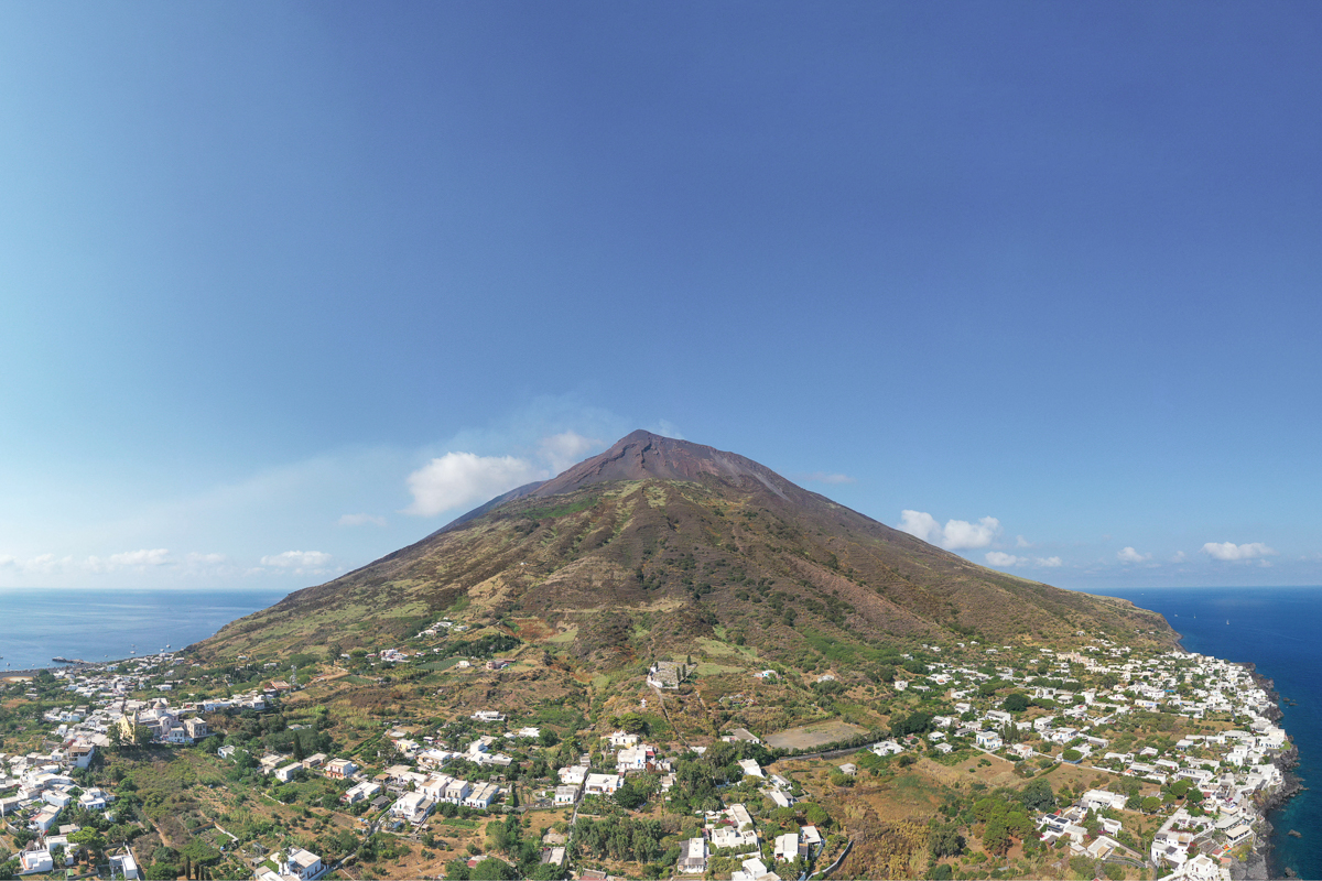 A breathtaking aerial view of Stromboli