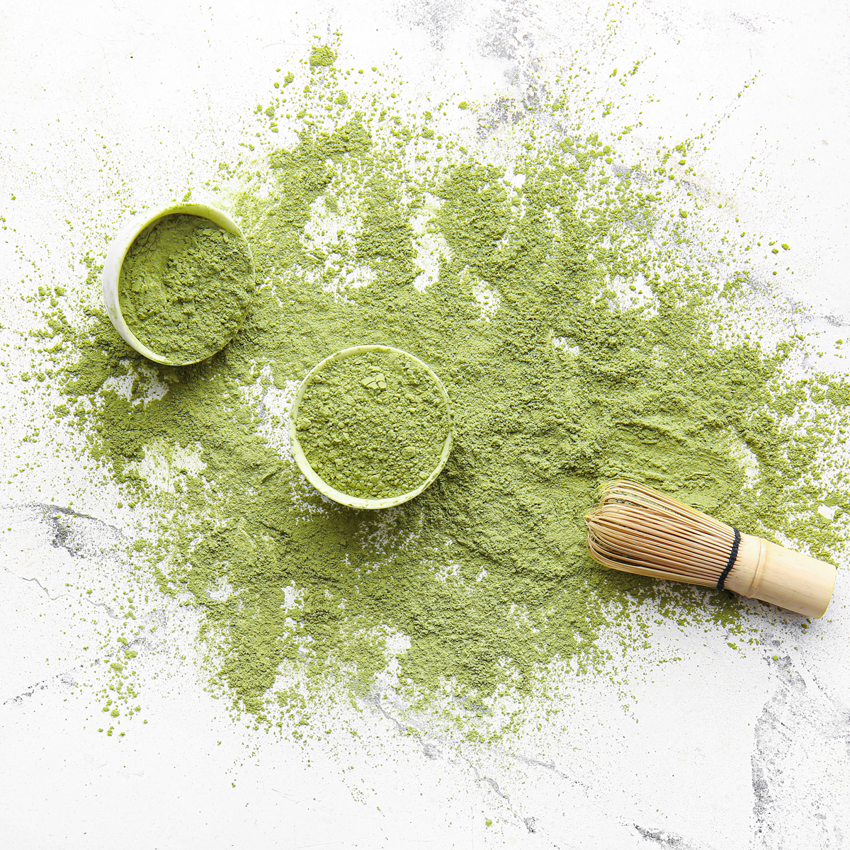 top view image of matcha powder