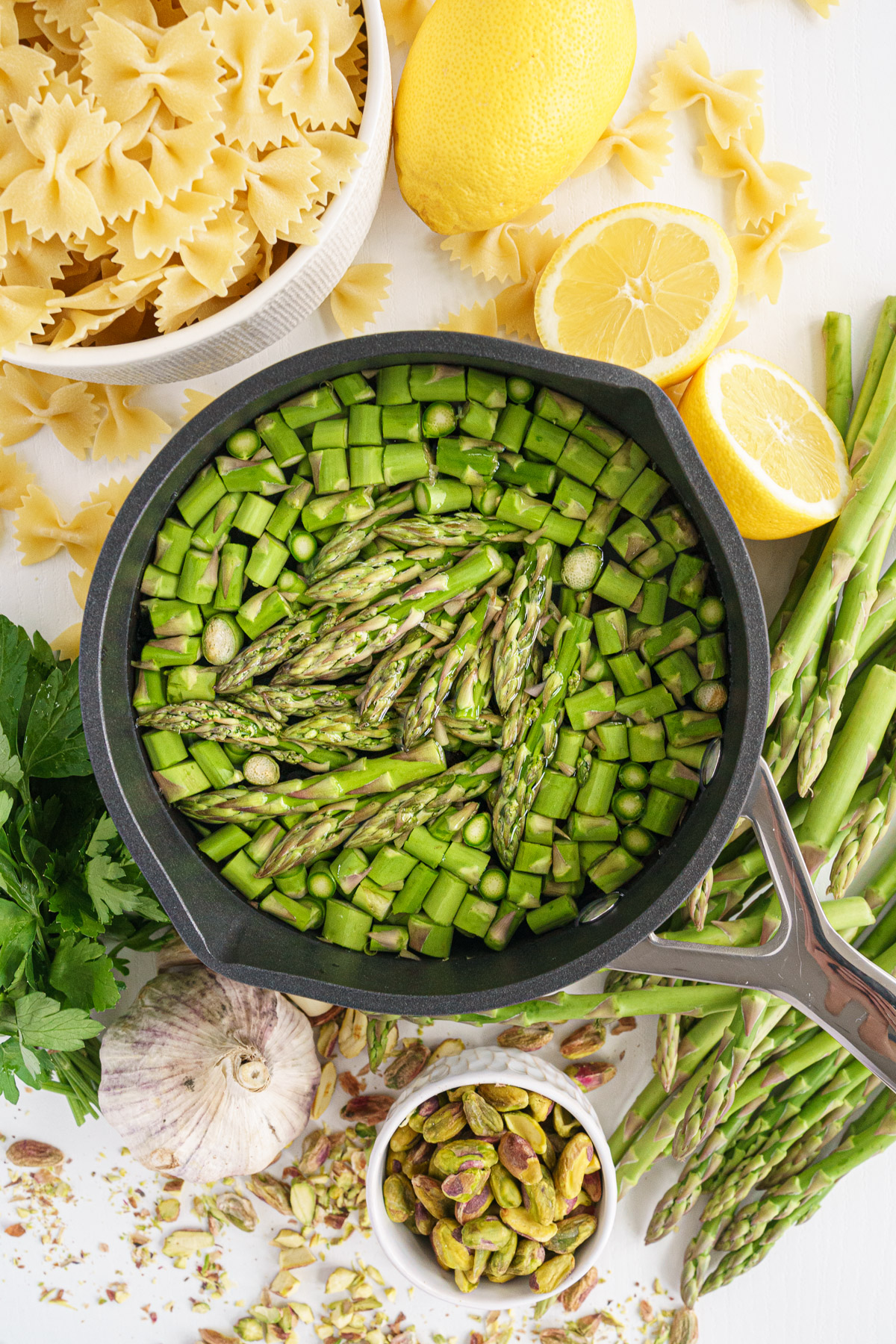 Asparagus in a pot full of hot water