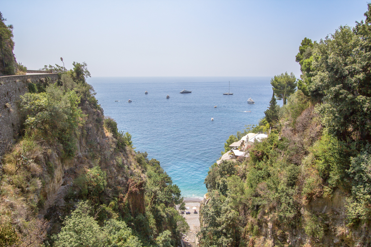 Top view to the famous beach Bagni d'Arienzo near the Positano, Amalfi Coast, Italy