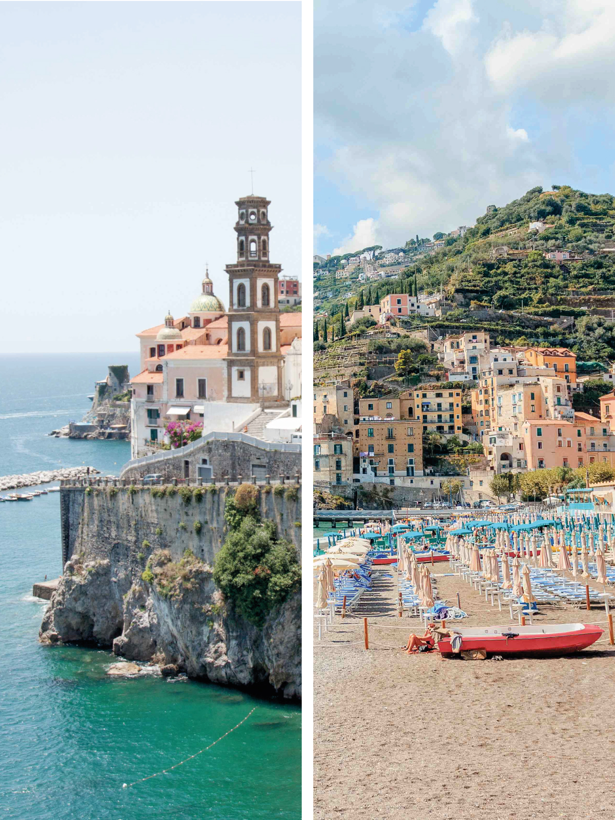 collage of the best Amalfi coast beaches