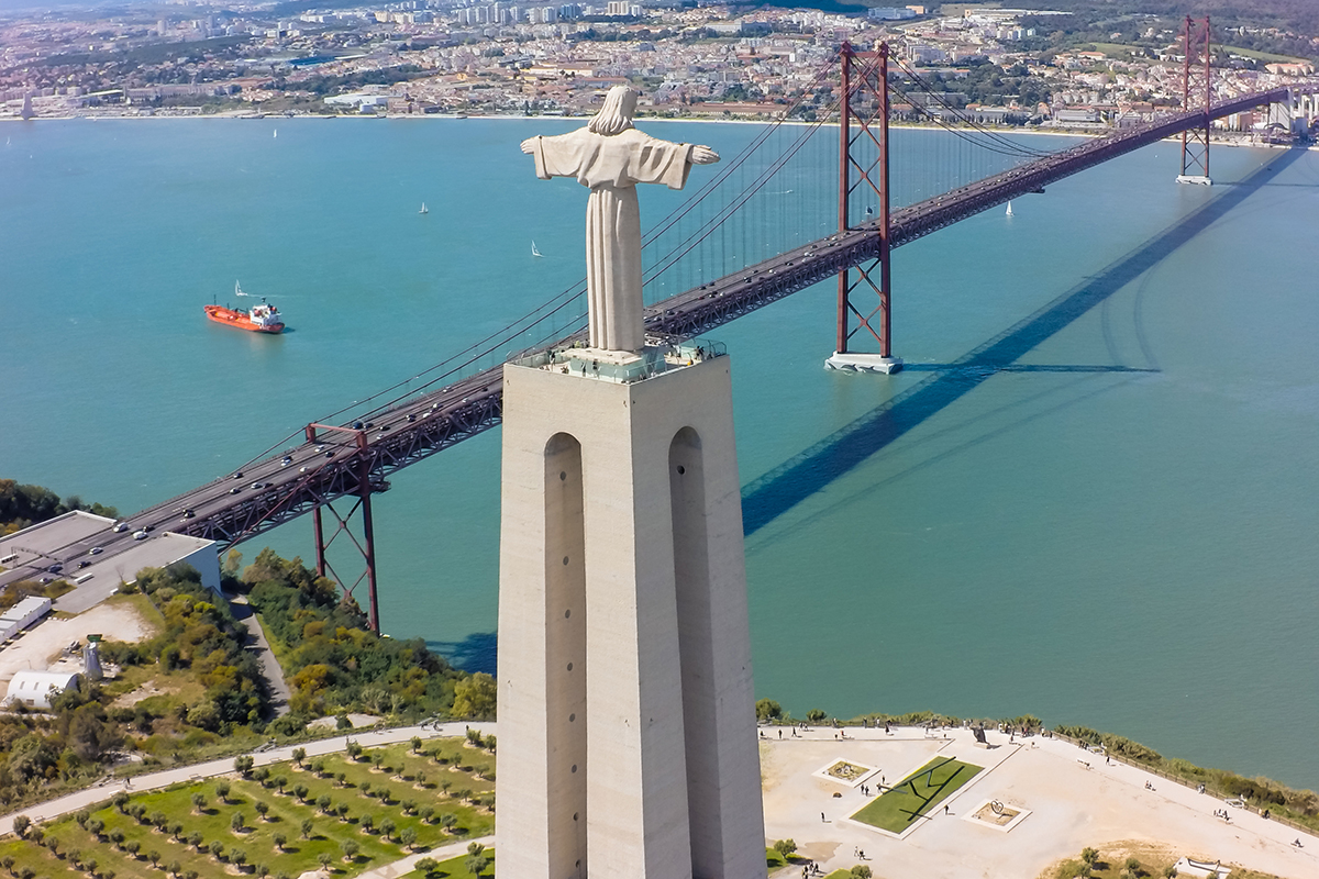 Cristo Rei statue on the river Tagus