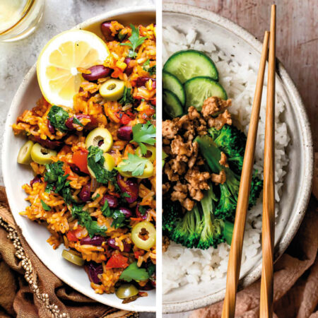 collage of healthy rice recipes