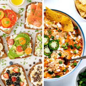 A collage image of cottage cheese recipes.
