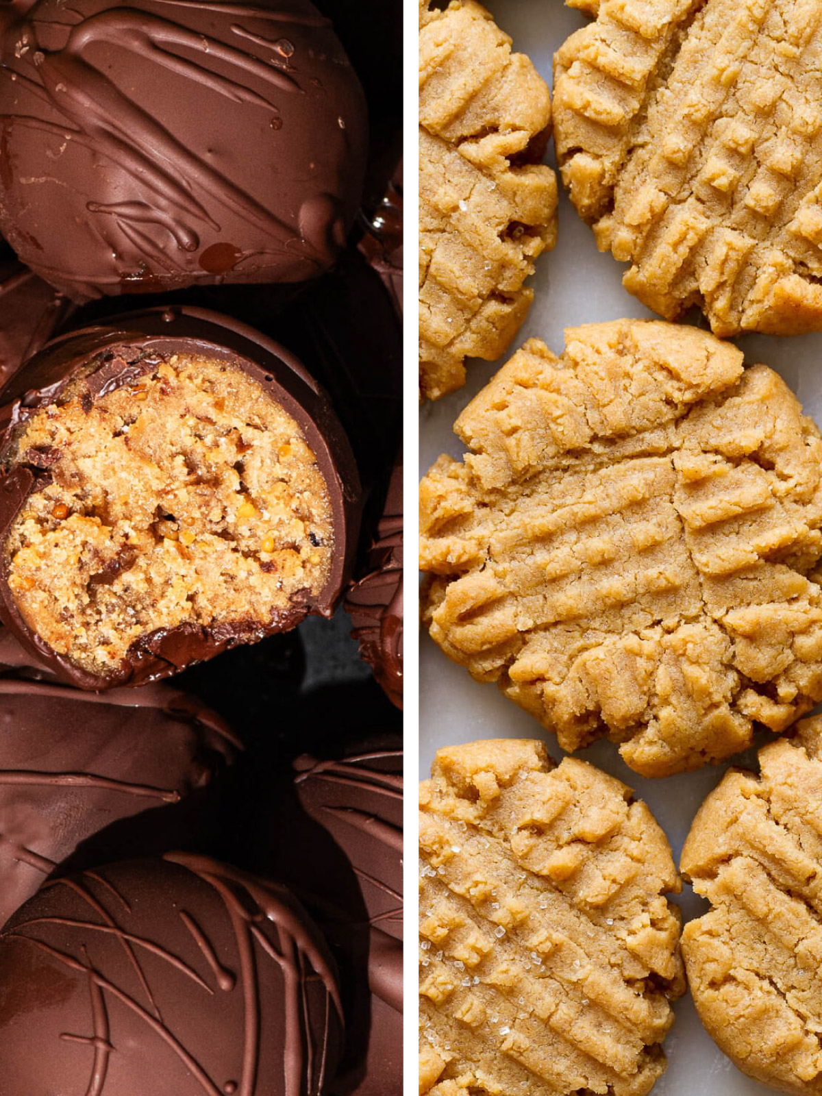 Peanut butter balls and peanut butter cookies.