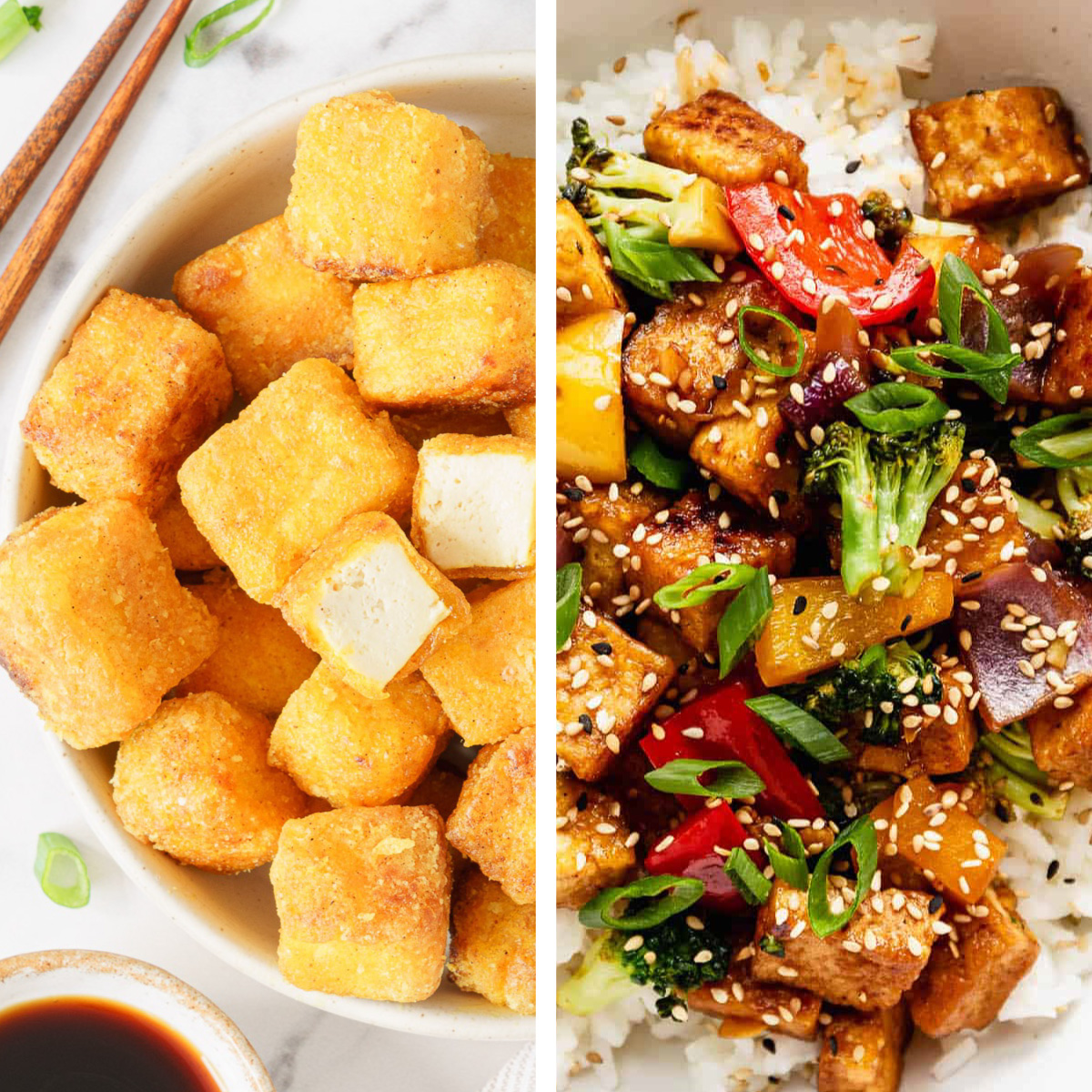 Collage of easy tofu recipes.