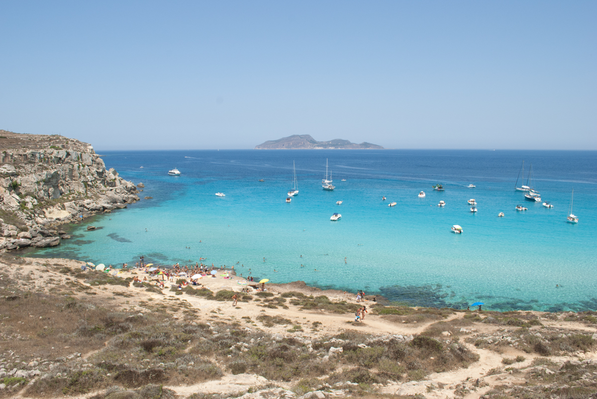 Cala Rossa beach on Favignana Island, Sicily.