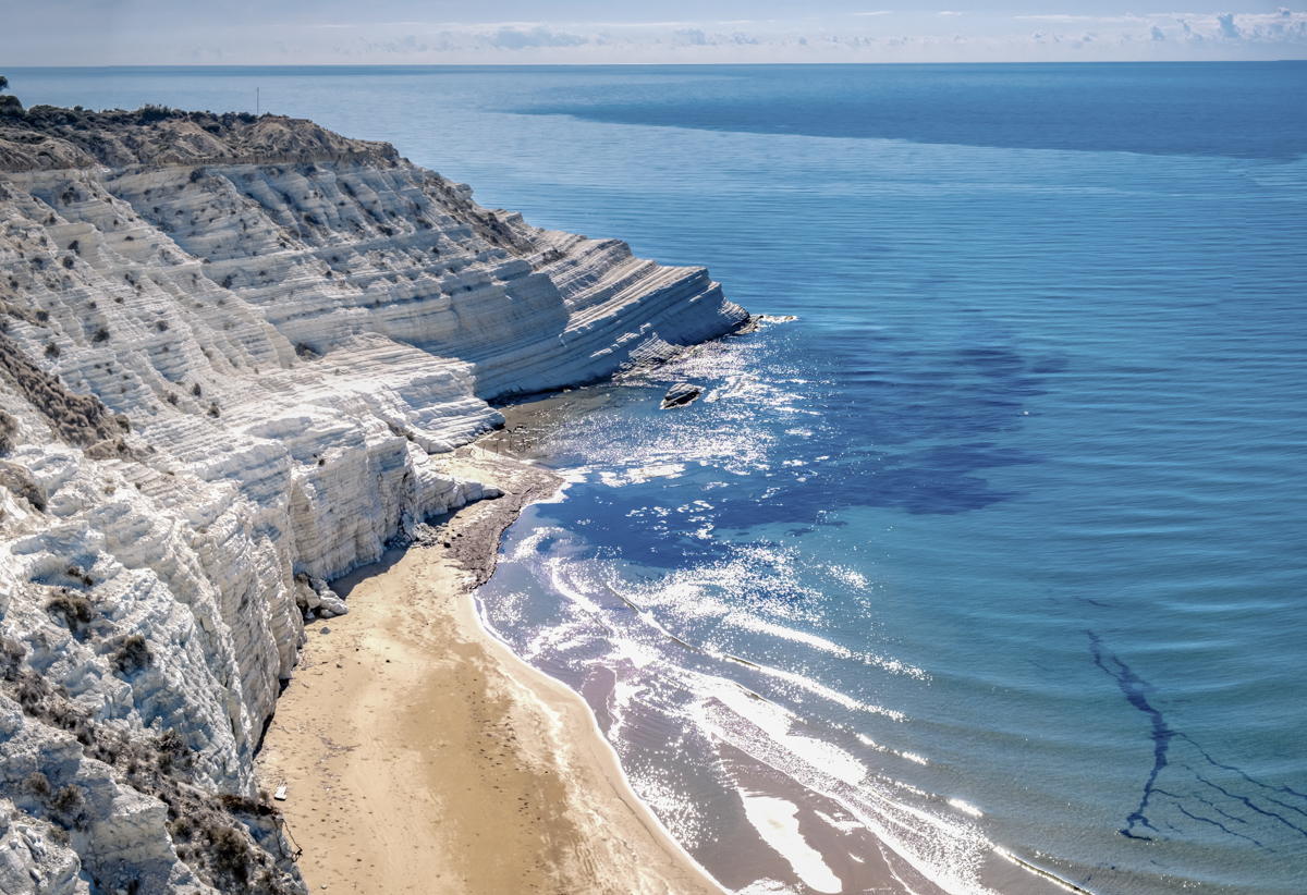 Rocky cliff and beach Scala dei Turchi Stair of the Turks, Sicily.