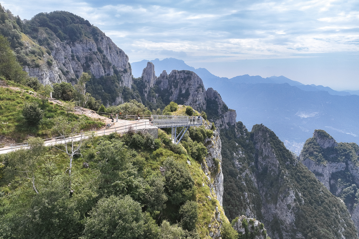 Aerial view of the Belvedere Parco Valentino, Piani dei Resinelli, near the Lecco mountain in Como Lake, Italy.
