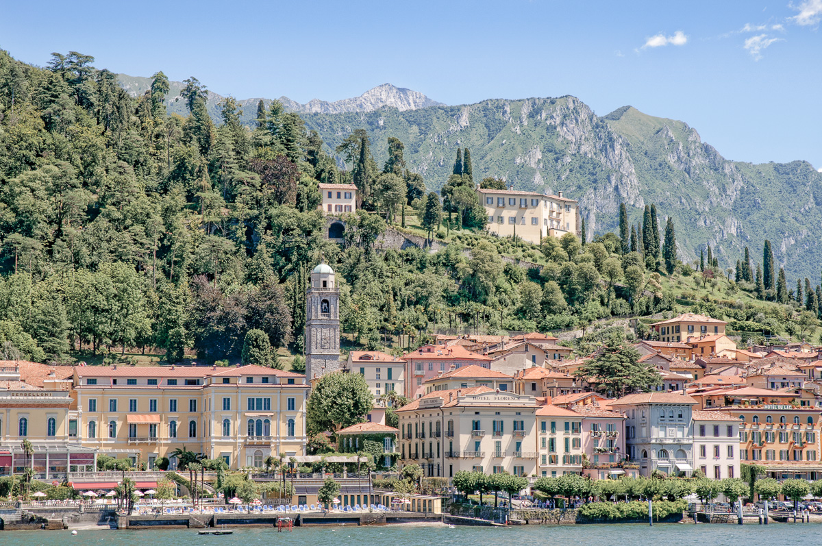 The village of Bellagio on Lake Como  viewed from the lake.