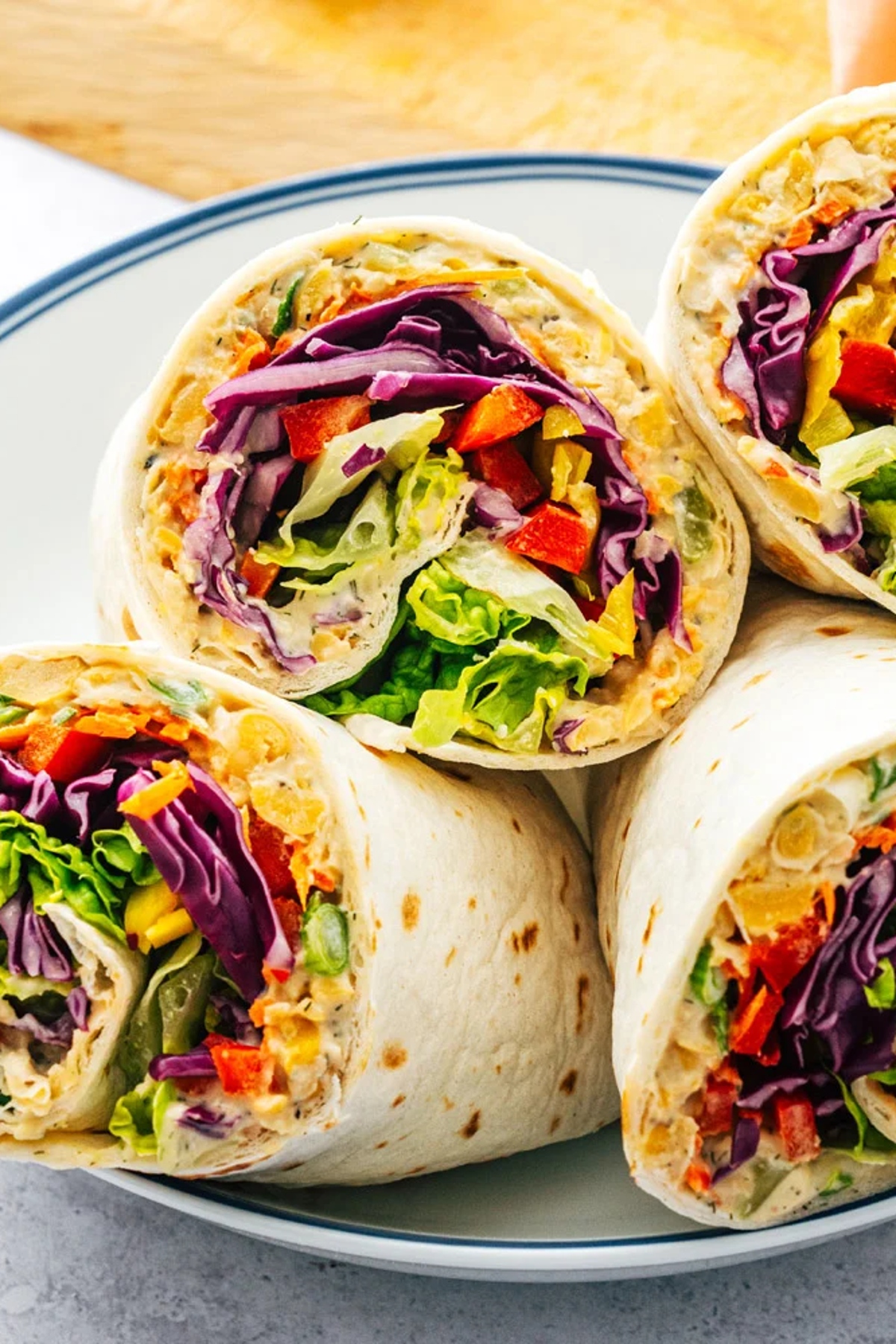 Veggie wraps on a plate.