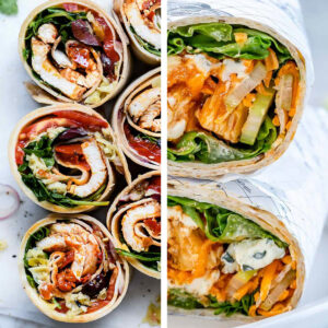 Collage of tortilla wraps.