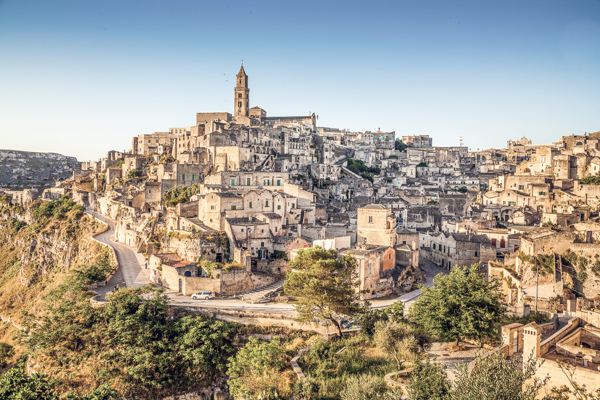Amazing view of the Sassi of Matera, the historical part of the town.